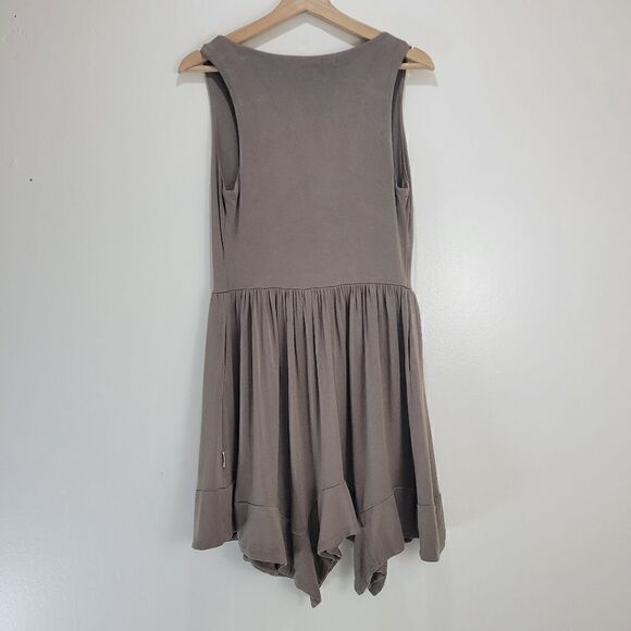 Nicole Bridger Gray-Brown Jersey Asymetric Hem Sleeveless Dress - Picture 5 of 10